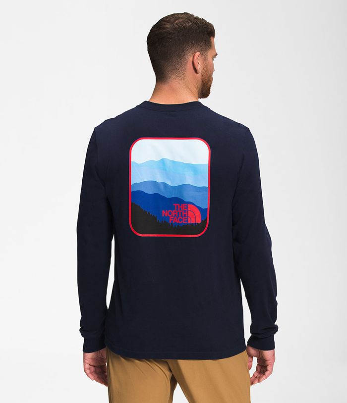 Camiseta The North Face Hombre Manga Larga Parks Azul Marino - Peru 24517LCOR
